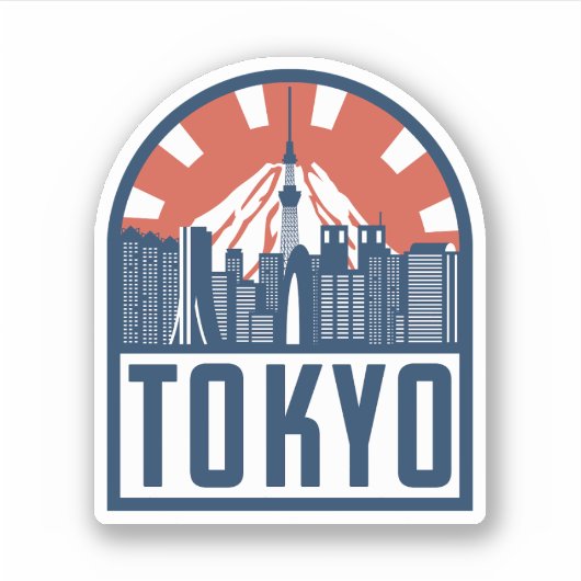 kleurrijk Tokyo, Japan Retro Travel Sticker (Voorkant)