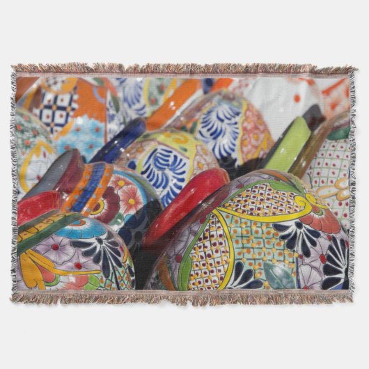 Kleurrijk traditioneel handbeschilderd Mexicaans a Deken (Voorkant)
