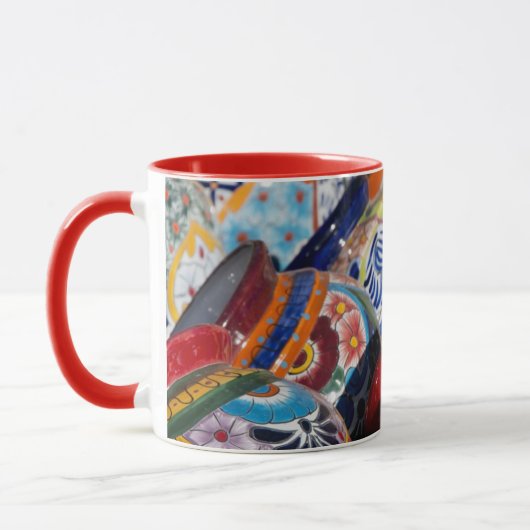 Kleurrijk traditioneel handbeschilderd Mexicaans a Mok (Links)
