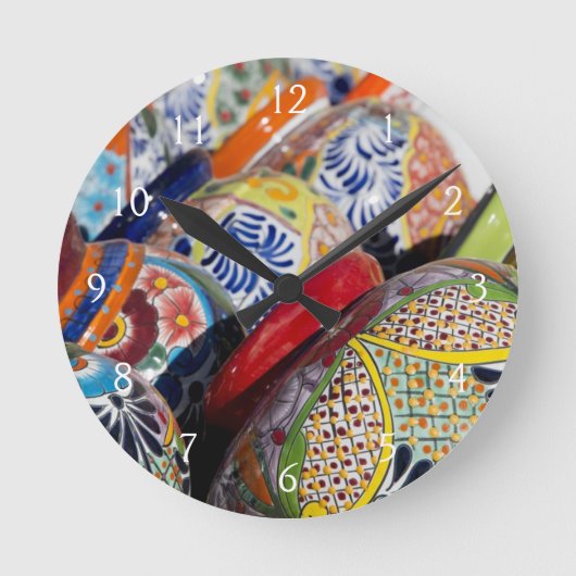 Kleurrijk traditioneel handbeschilderd Mexicaans a Ronde Klok (Voorkant)
