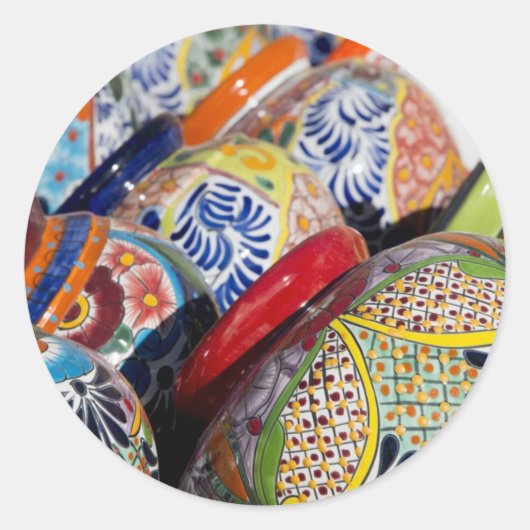Kleurrijk traditioneel handbeschilderd Mexicaans a Ronde Sticker (Voorkant)
