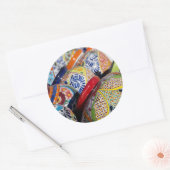 Kleurrijk traditioneel handbeschilderd Mexicaans a Ronde Sticker (Envelop)
