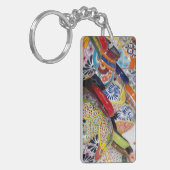 Kleurrijk traditioneel handbeschilderd Mexicaans a Sleutelhanger (Voorkant Links)
