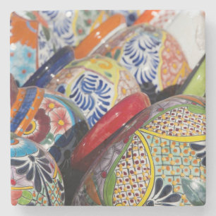 Kleurrijk traditioneel handbeschilderd Mexicaans a Stenen Onderzetter