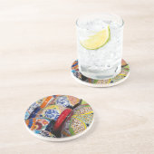 Kleurrijk traditioneel handbeschilderd Mexicaans a Zandsteen Onderzetter (Zijkant)