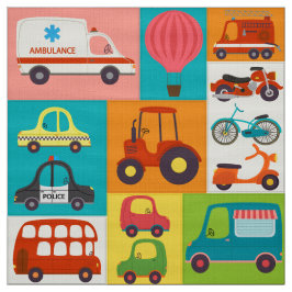 Kleurrijk transportvoertuigpatroon stof