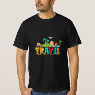 Kleurrijk TRAVEL T-shirt – Avontuur wacht in eeuwi