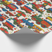 Kleurrijk  treininpakpapier cadeaupapier (Hoek)