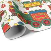 Kleurrijk  treininpakpapier cadeaupapier (Rol Hoek)