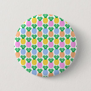 Kleurrijk trendy ananaspatroon ronde button 5,7 cm