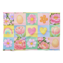 Kleurrijk trendy bloemmotief met dambordpatroon