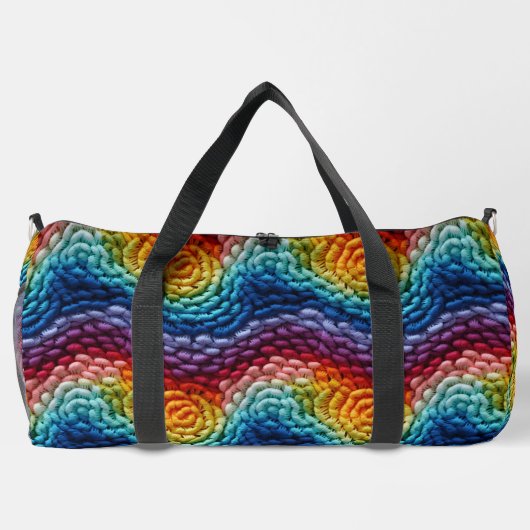 Kleurrijk Trendy Regenboog Gebreid Patroon Plunjezak (Achterkant)