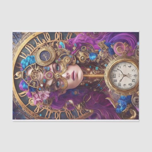 Kleurrijk Trendy Steampunk Decoupage Tissue Paper Tissuepapier (Voorkant)