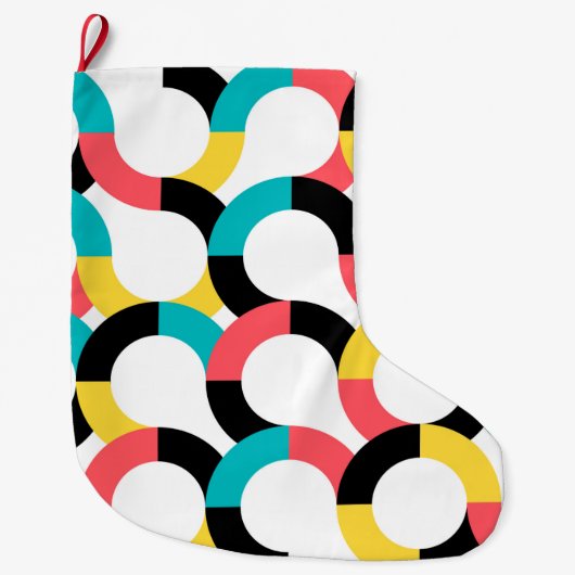 Kleurrijk, trendy, vrolijk, leuk, moderne geometri grote kerstsok (Voorkant)