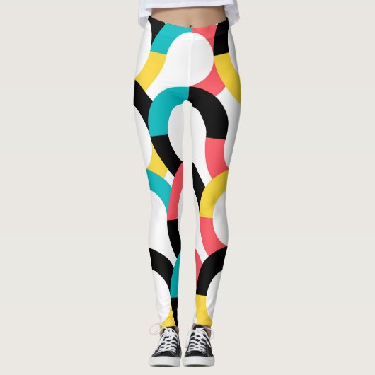 Kleurrijk, trendy, vrolijk, leuk, moderne geometri leggings (Voorkant)