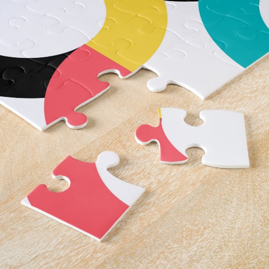 Kleurrijk, trendy, vrolijk, leuk, moderne geometri legpuzzel (Zijkant)