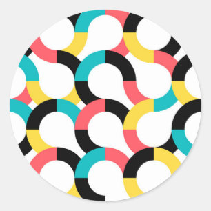 Kleurrijk, trendy, vrolijk, leuk, moderne geometri ronde sticker