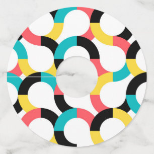 Kleurrijk, trendy, vrolijk, leuk, moderne geometri wijnglaslabel