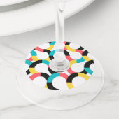 Kleurrijk, trendy, vrolijk, leuk, moderne geometri wijnglaslabel (Dichtbij)