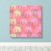 Kleurrijk tribaal bloemenolifantspatroon canvas afdruk (Insitu (Houten vloer))