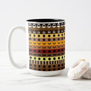 Kleurrijk Tribal Deco Kunstpatroon Tweekleurige Koffiemok
