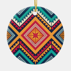 Kleurrijk tribiaal patroon keramisch ornament