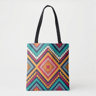 Kleurrijk tribiaal patroon tote bag