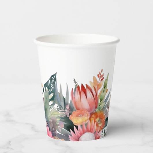 Kleurrijk Tropical Flowers Vrijgezellenfeest Papieren Bekers (Achterkant)