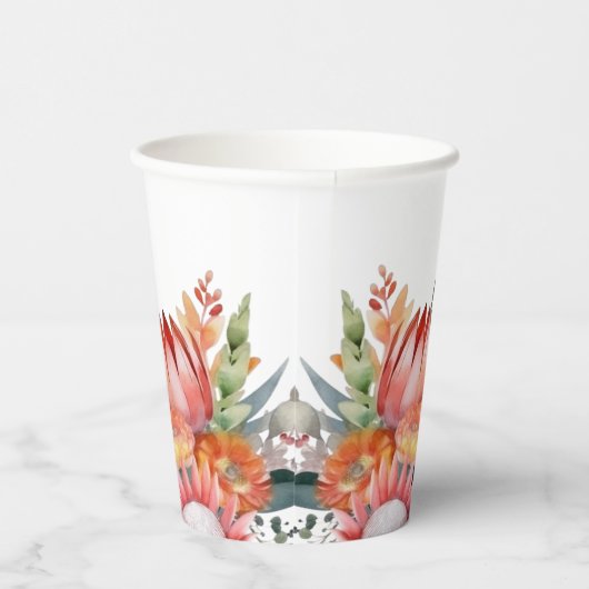 Kleurrijk Tropical Flowers Vrijgezellenfeest Papieren Bekers (Rechts)