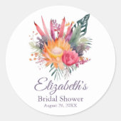 Kleurrijk Tropical Flowers Vrijgezellenfeest Ronde Sticker (Voorkant)