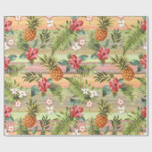 Kleurrijk Tropisch Ananas Fruit Bloemmotief Cadeaupapier (Vlak)