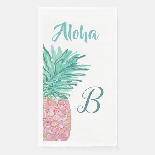 Kleurrijk tropisch ananas monogram servet (Voorkant)