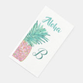 Kleurrijk tropisch ananas monogram servet (Hoek)