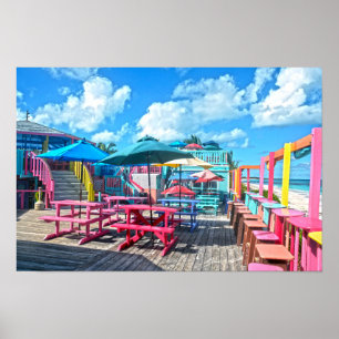Kleurrijk Tropisch Bahamas Bar en Grill Poster