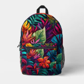 Kleurrijk tropisch bladpatroon bedrukte rugzak (Voorkant)