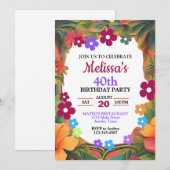 Kleurrijk Tropisch Bloemen Verjaardagsfeest Kaart (Voorkant / Achterkant)