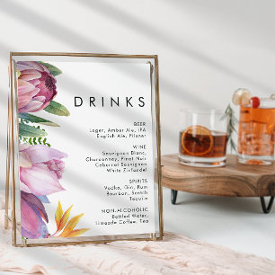 Kleurrijk Tropisch Bloemendranken Huwelijk Bord Poster