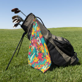Kleurrijk Tropisch Bloemenpatroon Golfhanddoek