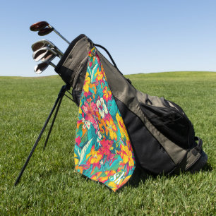 Kleurrijk Tropisch Bloemenpatroon Golfhanddoek