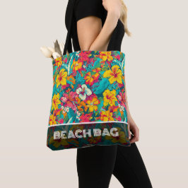 Kleurrijk Tropisch Bloemenpatroon Tote Bag