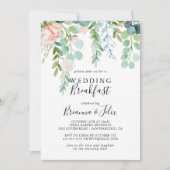 Kleurrijk tropisch bloemig bruiloft ontbijt kaart (Voorkant)