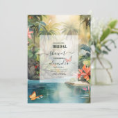 Kleurrijk tropisch bloemig Vrijgezellenfeest Kaart (Staand voorkant)