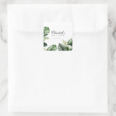 Kleurrijk tropisch bloemmotief | Groene bruidsdouc Vierkante Sticker (Tas)