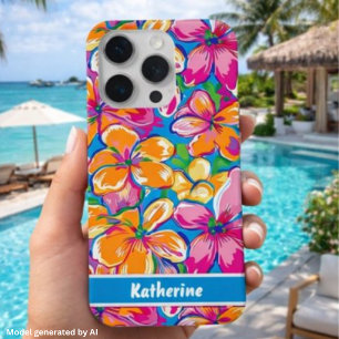 Kleurrijk Tropisch Bloemmotief iPhone 15 Pro Case