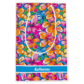 Kleurrijk Tropisch Bloemmotief Medium Cadeauzakje (Voorkant)