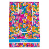 Kleurrijk Tropisch Bloemmotief Medium Cadeauzakje (Achterkant)