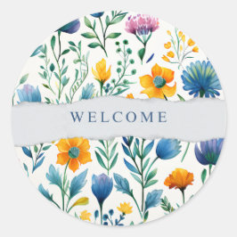 Kleurrijk Tropisch Bloemmotief Waterverf Welkom Pa Ronde Sticker