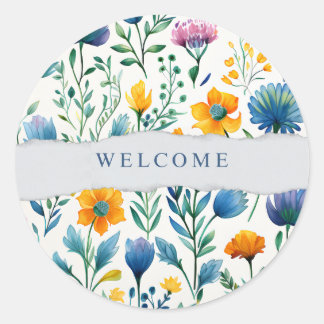 Kleurrijk Tropisch Bloemmotief Waterverf Welkom Pa Ronde Sticker