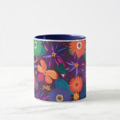 Kleurrijk Tropisch Bloempatroon met Vetgedrukte Bl Mok (Midden)