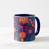 Kleurrijk Tropisch Bloempatroon met Vetgedrukte Bl Mok (Voorkant rechts)